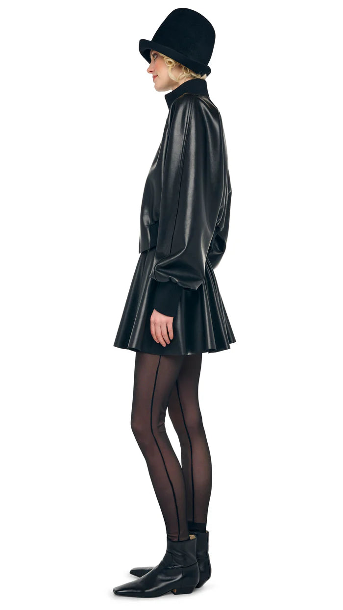 Norma Kamali Pleated Vegan Leather Skirt