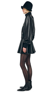 Norma Kamali Pleated Vegan Leather Skirt