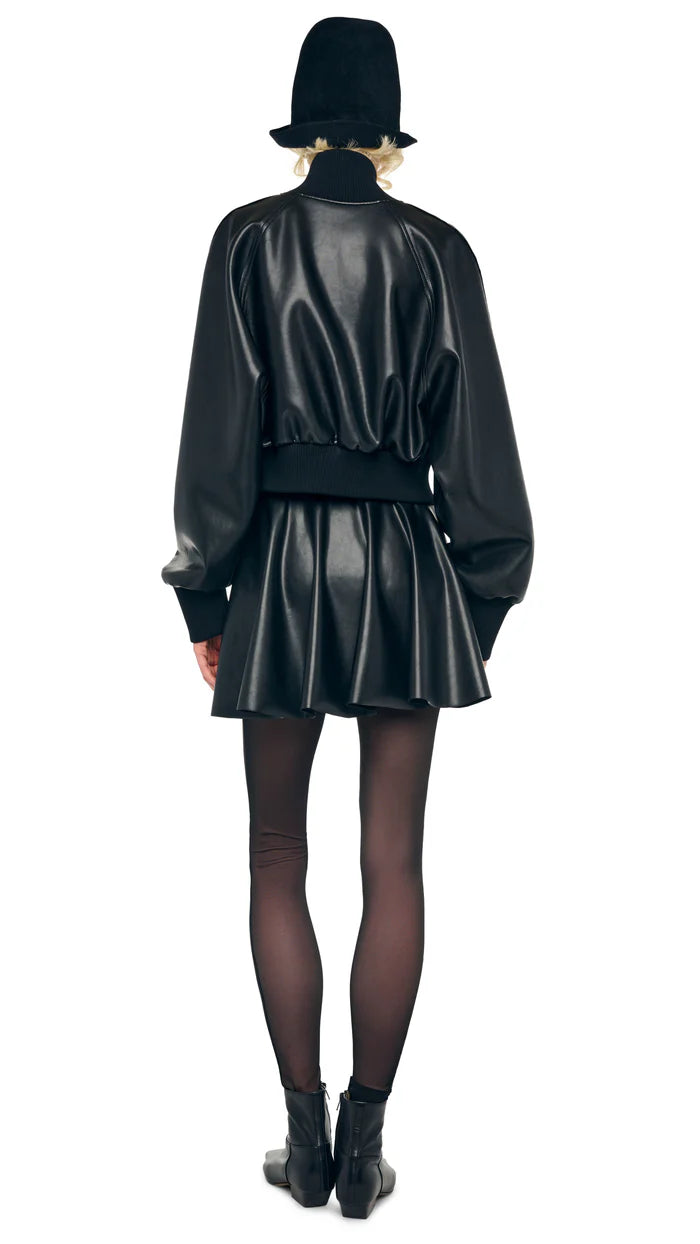 Norma Kamali Pleated Vegan Leather Skirt