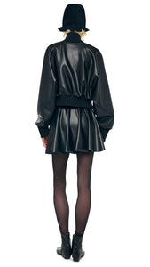 Norma Kamali Pleated Vegan Leather Skirt