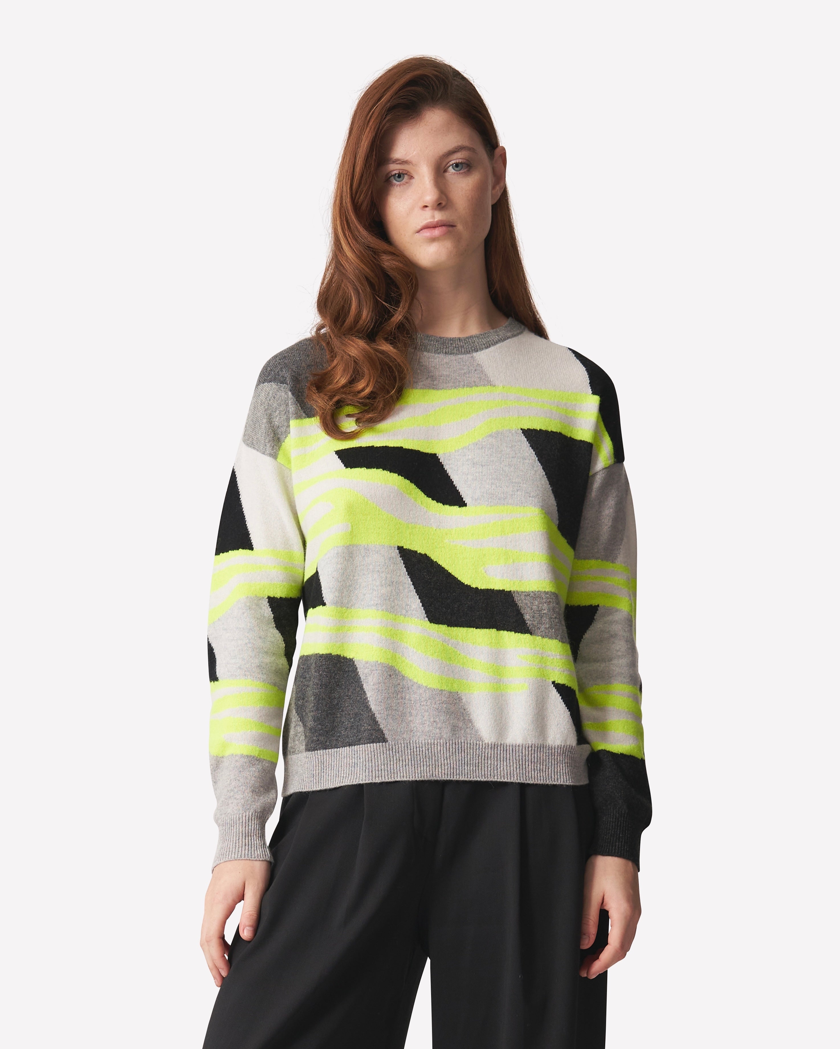 Brodie Cashmere Animal Rainbow Crew