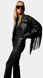 Load image into Gallery viewer, SPRWMN Moto Fringe Jacket
