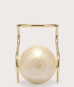 Load image into Gallery viewer, Cult Gaia Pearl Bag with acrylic pearl body and gold oblong bracelet-style handle, small sculptural evening bag
