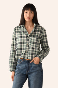 "Wear CISSA Belle Flannel Shirt in Bristol plaid with single front pocket and high-low hem"

"Model wearing Belle Flannel Shirt by Wear CISSA – relaxed fit with back knife pleats and button cuffs"

"Close-up of Belle Flannel Shirt – classic Bristol plaid in 100% cotton with tailored back detailing"

"Front view of Wear CISSA Belle Shirt – casual flannel with chest pocket and curved hemline"

"Back view of Belle Flannel Shirt featuring two knife pleats and high-low shirttail hem
