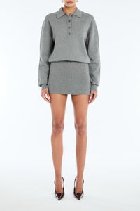 Women’s mini sweater dress by SER.O.YA featuring collared neckline, button accents, and slim fit silhouette.