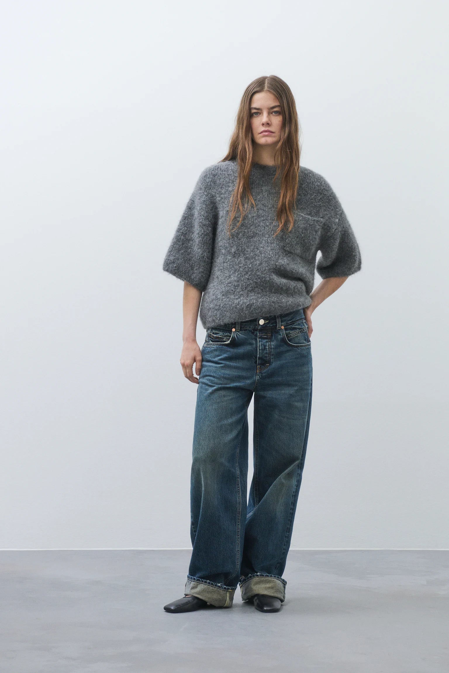 Closed Denim Crew Short Sleeve Sweater