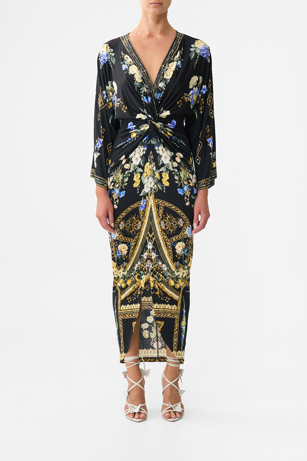 "Camilla long jersey dress with twist front knot and front split"

"Fitted silhouette Camilla dress with loose sleeves and front slit"

"Twist knot front jersey dress by Camilla, full-length with split"

"Elegant Camilla split front dress with twist detail and relaxed sleeves"

"Camilla long dress in stretch jersey with twist front and high slit"

"Fitted waist Camilla jersey dress with front slit and knot detail"

"Camilla twist front maxi dress with soft jersey drape and loose sleeve"

"Jersey evening dre