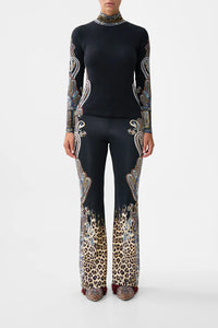 Camilla Istanbul Animalia turtleneck in limited edition print with long sleeves, slim fit, and crystal embellishments.