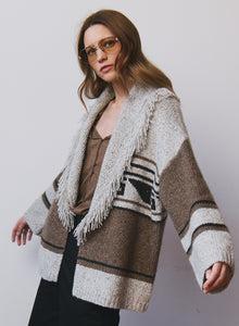 Autumn Cashmere Southwest Fringed Shawl Collar Throw