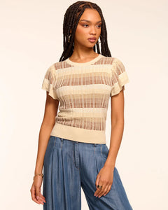 Ramy Brook Rebecca Top – High Neck Fitted Knit with Flutter Sleeves