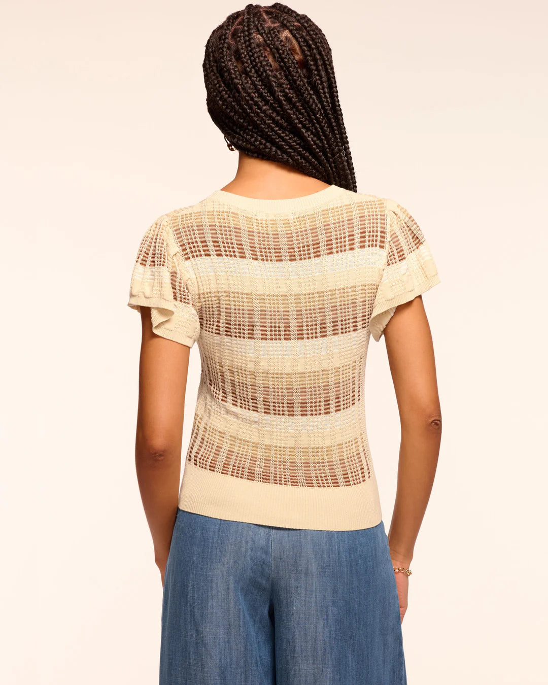 Ramy Brook Rebecca Top – High Neck Fitted Knit with Flutter Sleeves
