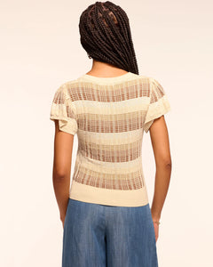 Ramy Brook Rebecca Top – High Neck Fitted Knit with Flutter Sleeves