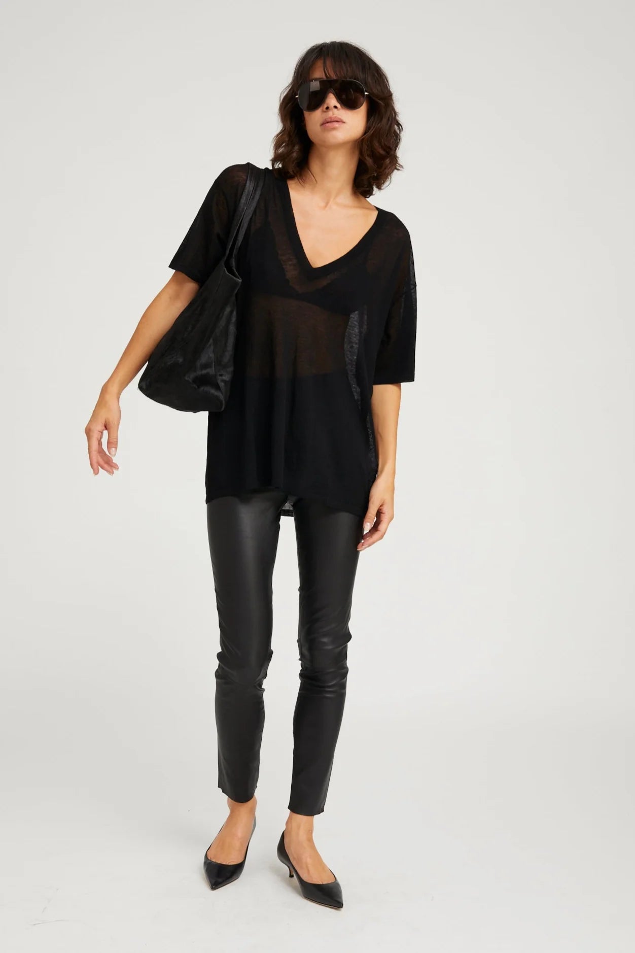 SPRWMN Ankle Leather Pant Black