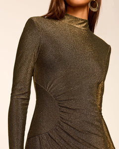 Ramy Brook Amarylis Sparkle Knit Mock Neck Mini Dress