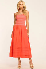 Load image into Gallery viewer, Ramy Brook Jace Cotton Poplin Maxi Dress in navy strapless smocked bodice full skirt garden party spring dress
